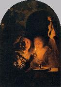 Godfried Schalcken Lovers Lit by a Candle oil on canvas